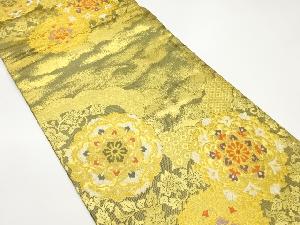 華紋に雲・花唐草模様織出し袋帯